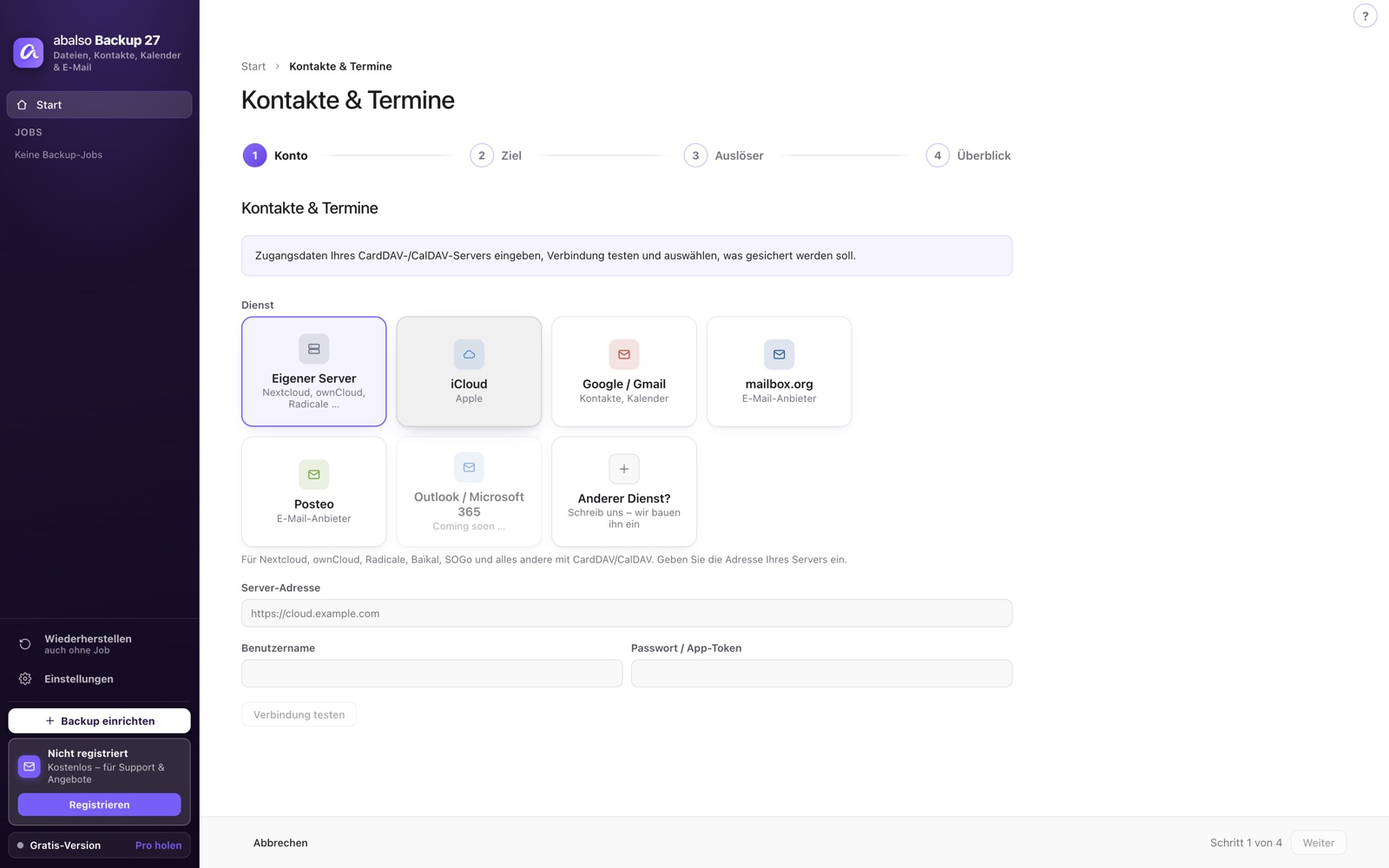 Kontakte & Termine – Abalso Backup